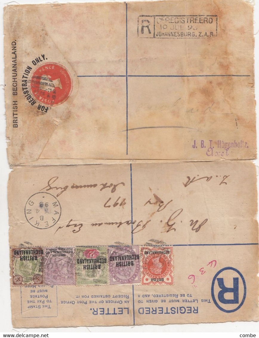 COVER. BRITISH BECHUANALAND. IY 4 93. MAFEKING TO JOHANNESBURG REGISTERED 10 JUL 93 - 1885-1895 Crown Colony