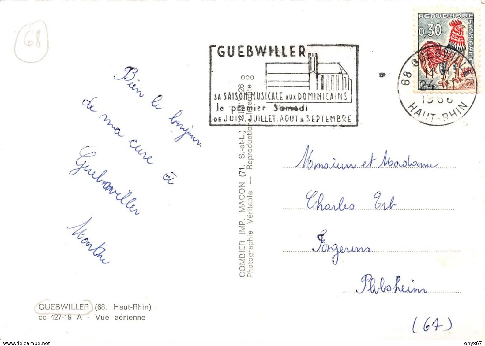 GF-GUEBWILLER-68-Haut-Rhin-Vue Générale Aérienne-Edition CIM -GRAND FORMAT 10 X 15 -Flamme Philatélie - Guebwiller
