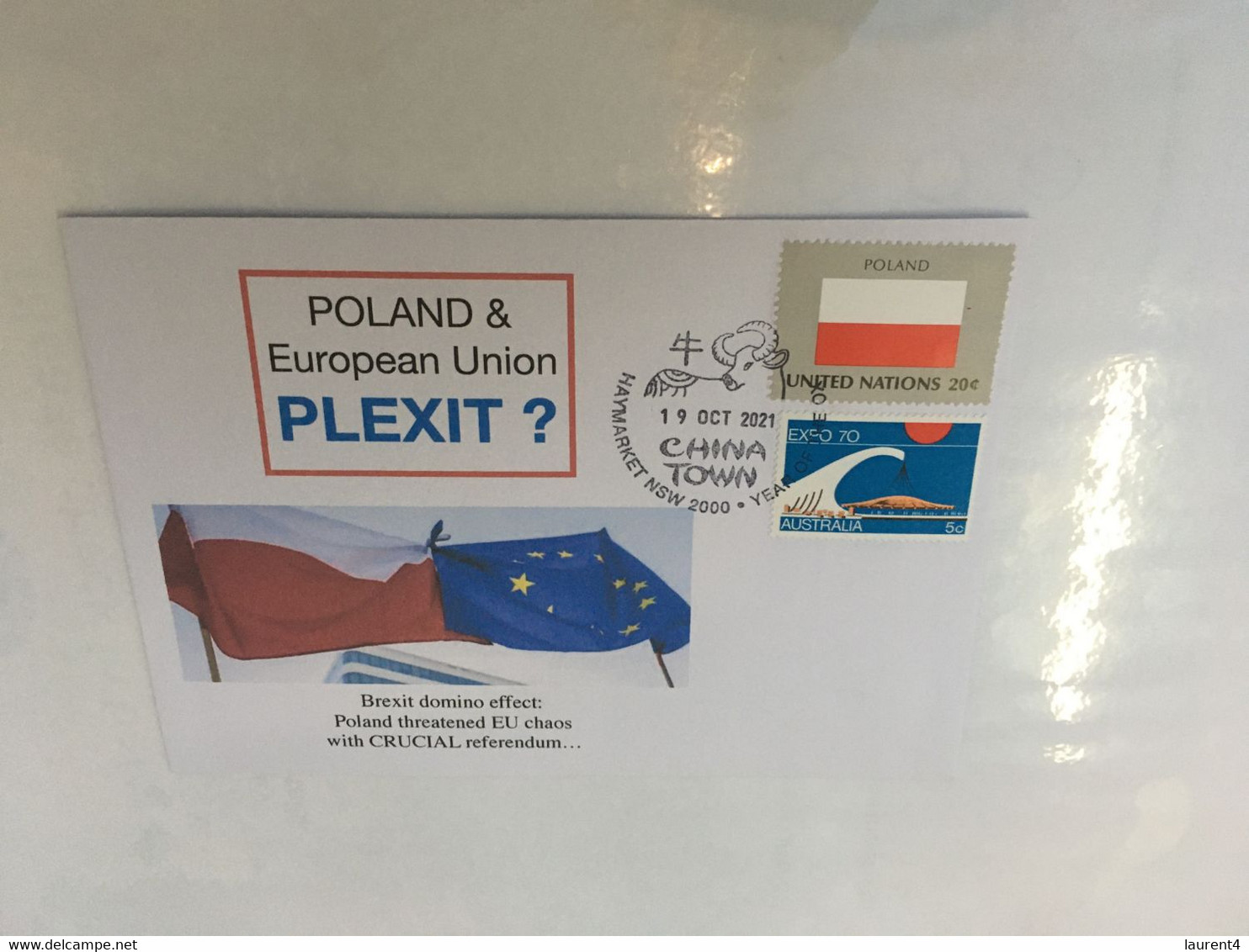 (6 A 2) PREXIT ? Special Commemorative Cover - 19 Oct 2021 In Sydney (Australia) Poland - EU Separation ? Poland Flag - Covers & Documents