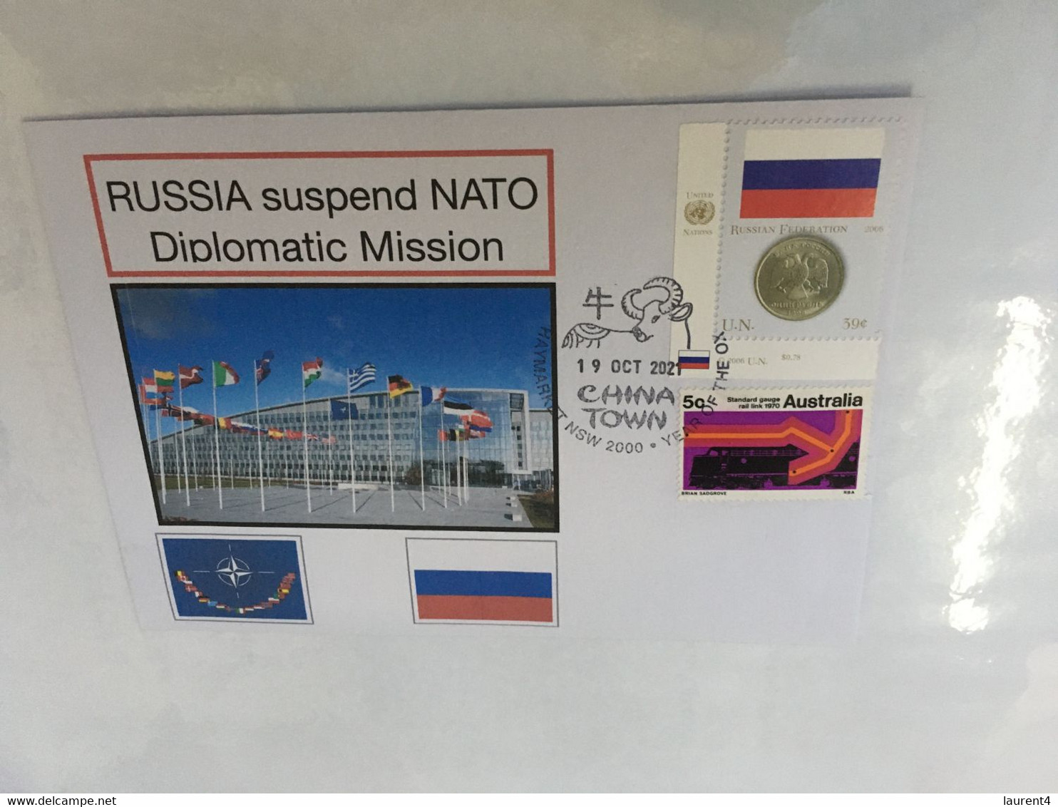 (6 A 2) Special Commemorative Cover - 19 Oct 2021 (Australia) Russia / NATO - Diplomatic Mission Ending - Russia Flag + - Storia Postale