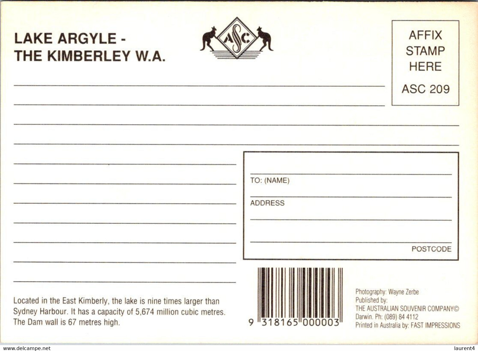 (6 A 4) Australia - WA - Lake Argyle Kimberley - Autres & Non Classés