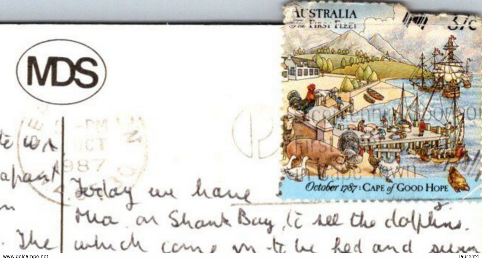 (6 A 4) Australia - WA - Monkey Mia (posted 1987 With Stamp = Not Perfect) Dolphin - Otros & Sin Clasificación