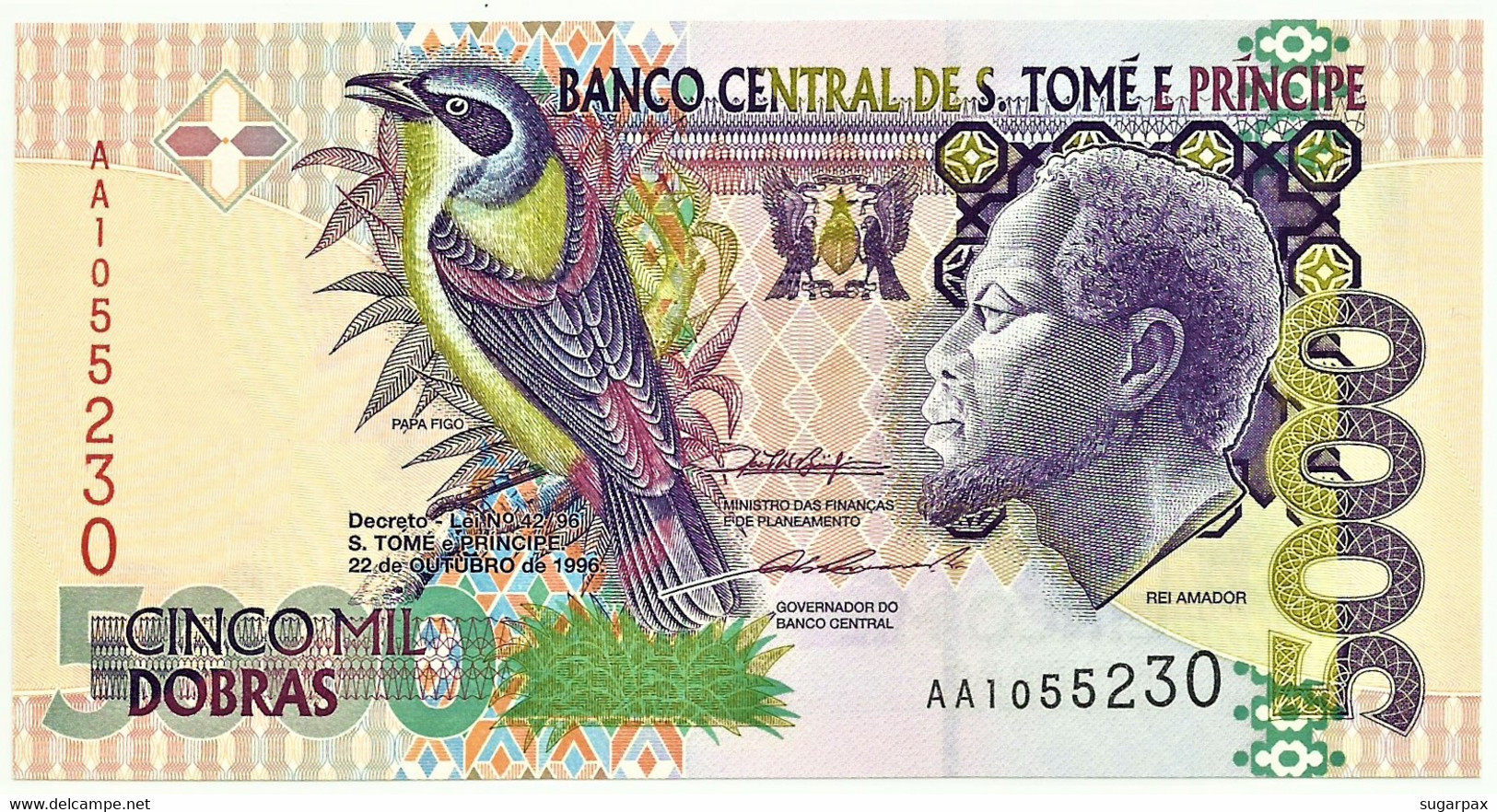 SAINT THOMAS & PRINCE - 5000 DOBRAS - 22.10.1996 - P. 65.a - Unc. - Prefix AA - Rei Amador - 5.000 - Sao Tome And Principe