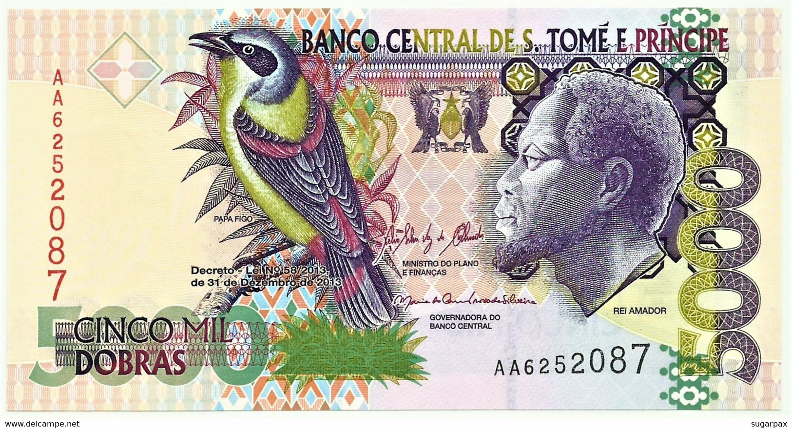 SAINT THOMAS & PRINCE - 5000 DOBRAS - 31.12.2013 - P. 65.d - Unc. - Prefix AA - Rei Amador - 5.000 - Sao Tomé Et Principe