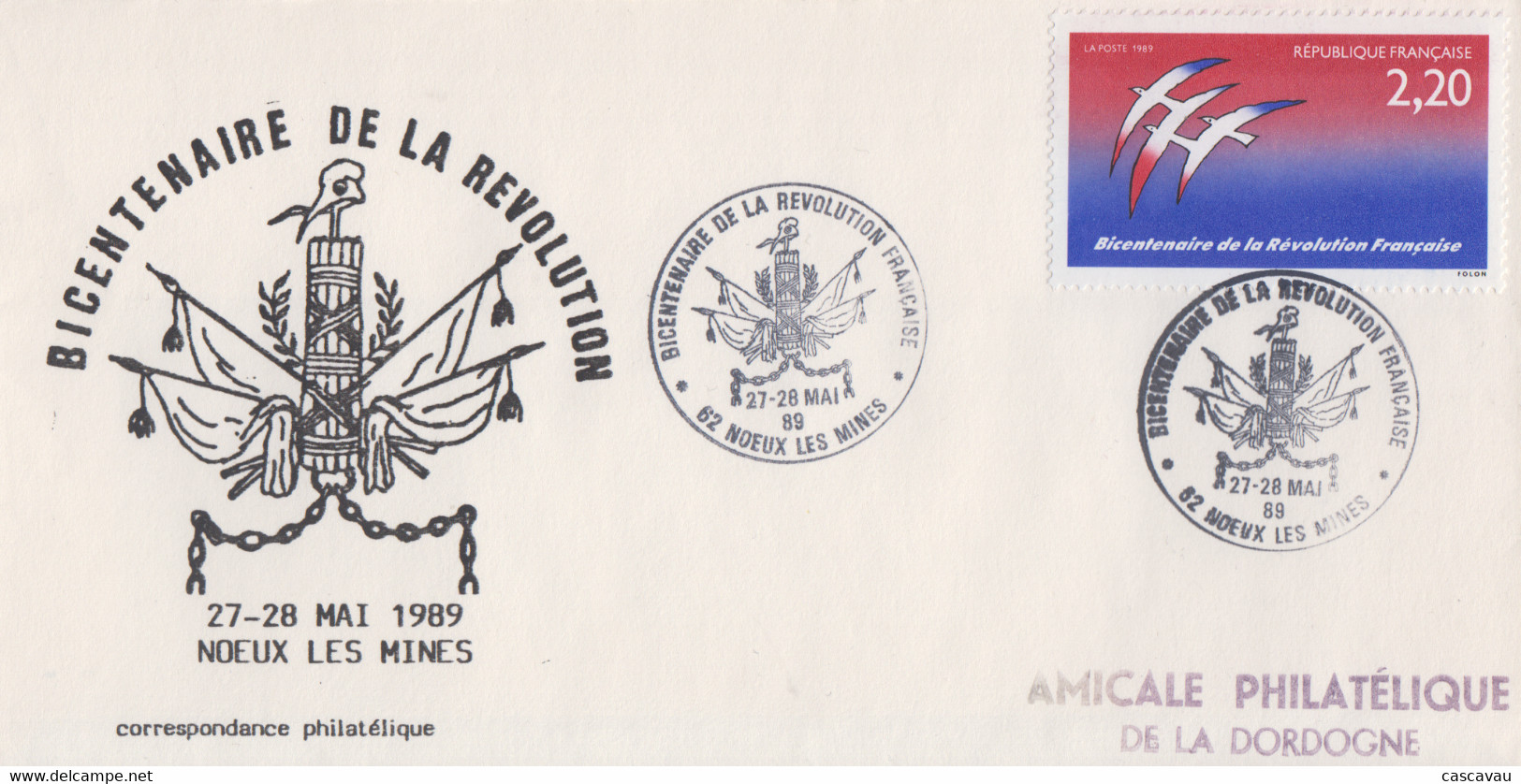 Enveloppe  FDC   FRANCE    Bicentenaire  De  La   REVOLUTION    NOEUX  LES MINES   1989 - French Revolution