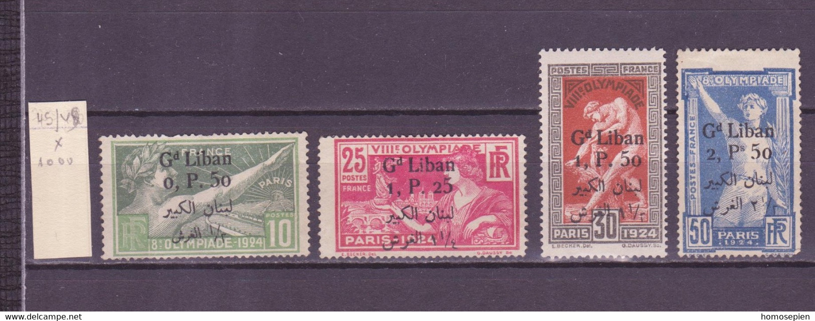 JO Paris - Grand Liban - Großlibanon - Greater Lebanon - Liban 1924-25 Y&T N°45 à 48 - Michel N°53 à 56 * - Ete 1924: Paris