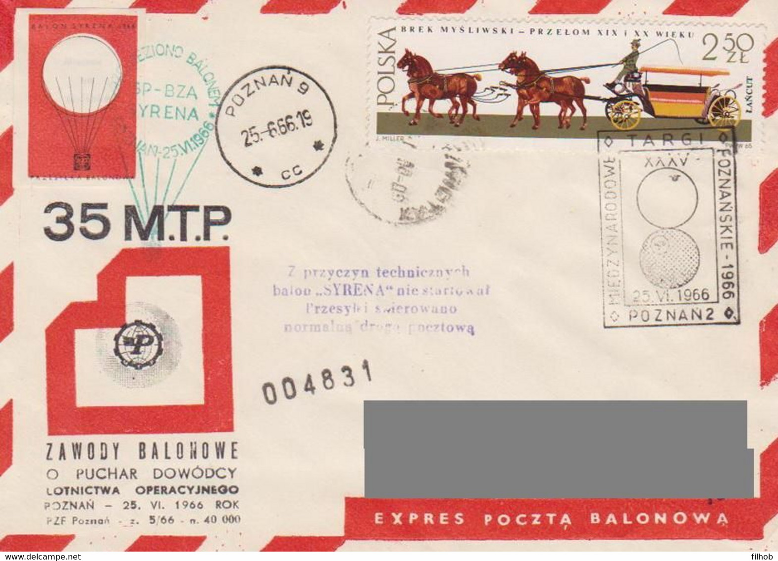 Poland Post - Balloon PBA.1966.poz.syr.06: Competition For The Poznań Fair SYRENA - Ballonnen