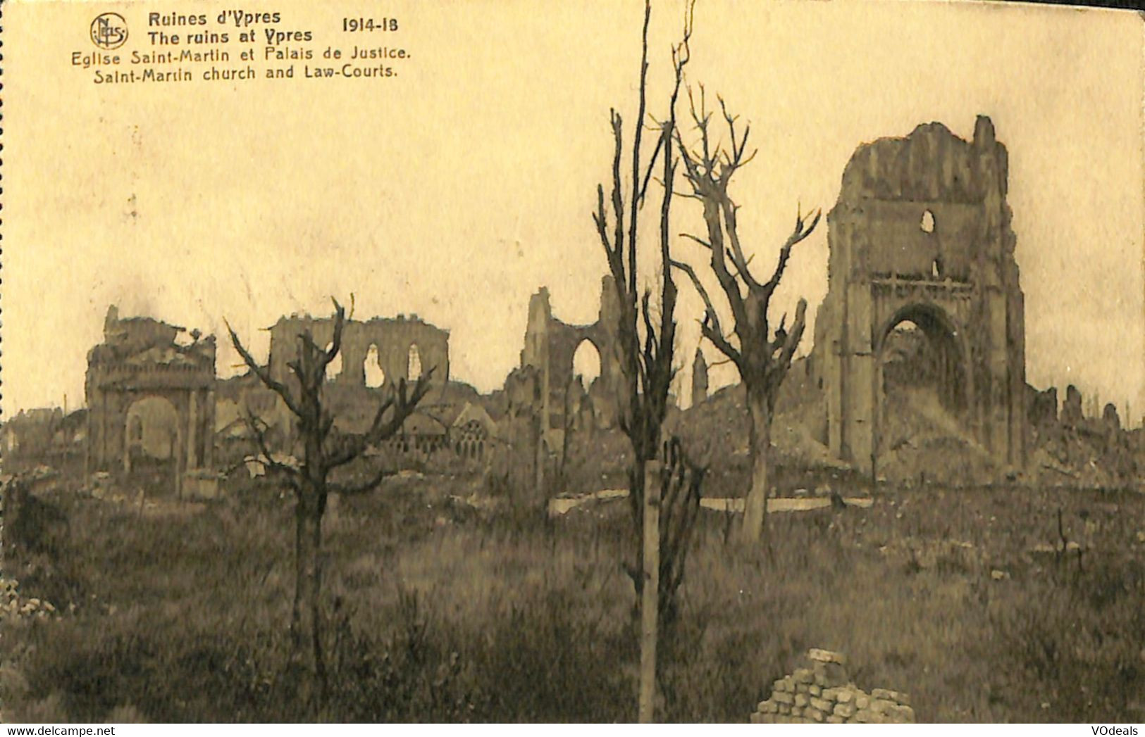 036 033 - CPA - Belgique - Ruines D'Ypres - 1914-18 - Eglise Saint-Martin Et Palais De Justice - Ieper