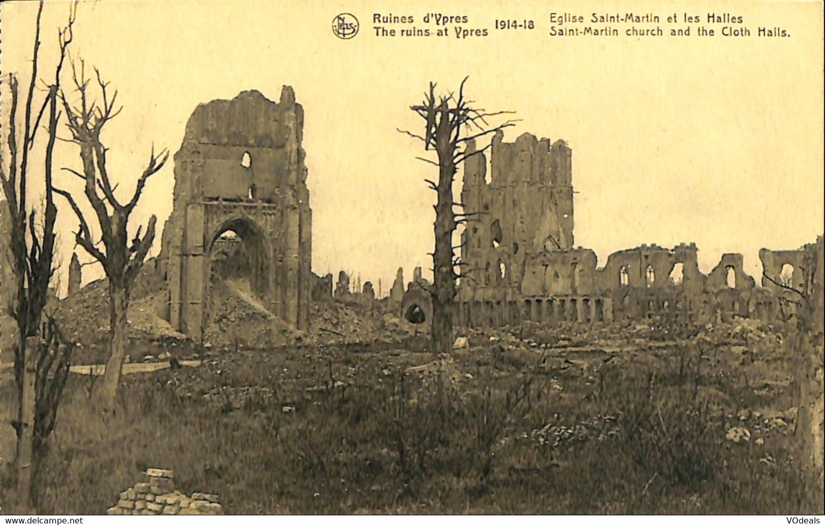 036 039 - CPA - Belgique - Ruines D'Ypres - 1914-18 - Eglise Saint-Martin Et Les Halles - Ieper