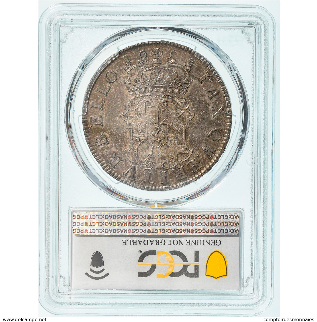 Monnaie, Grande-Bretagne, Cromwell, Crown, 1658/7, Londres, PCGS, AU Details - 1485-1662: Tudor/Stuart