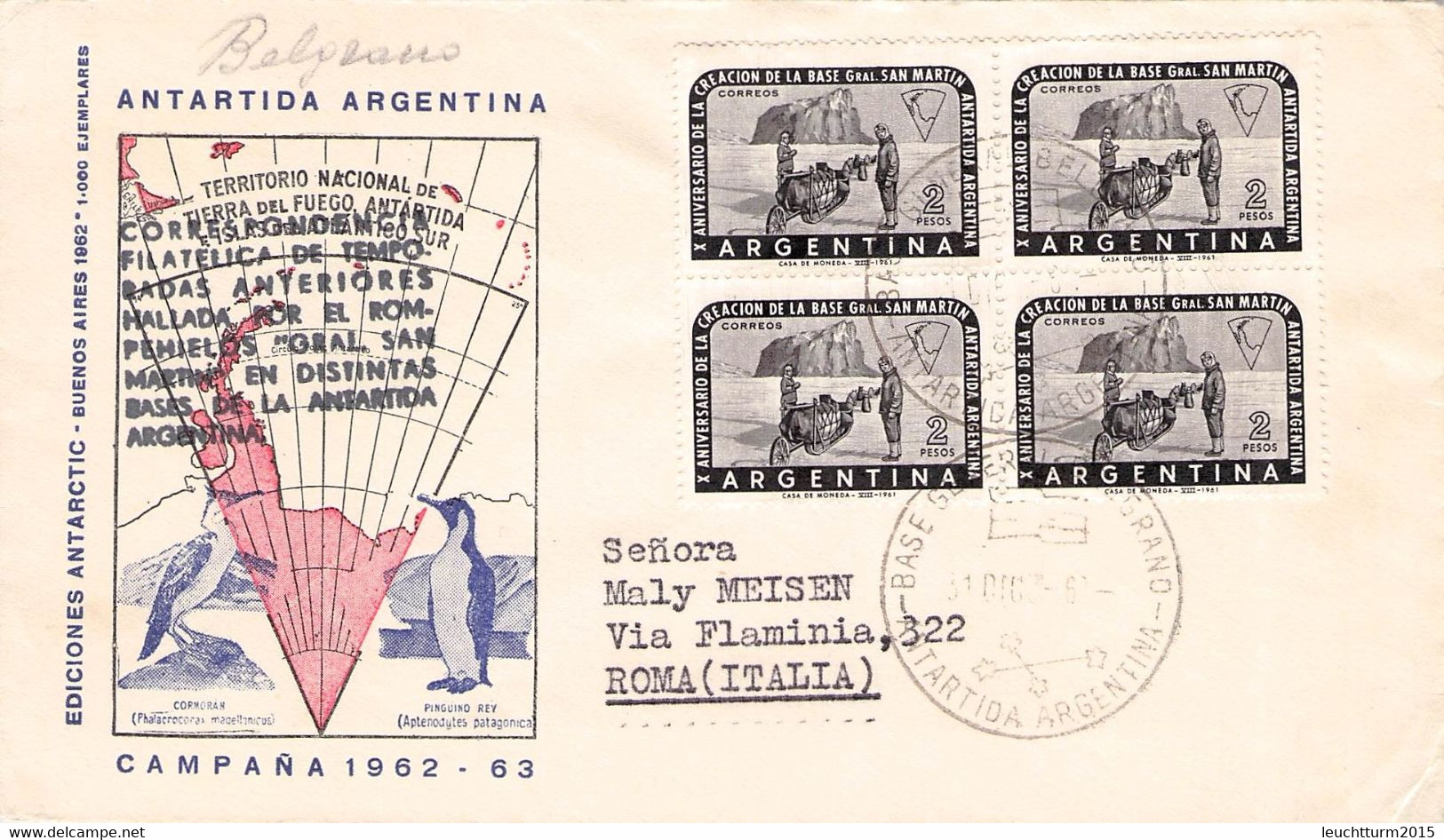 ARGENTINA - LETTER 1961 ANTARTIDA ARGENTINA > ROMA / QG109 - Brieven En Documenten