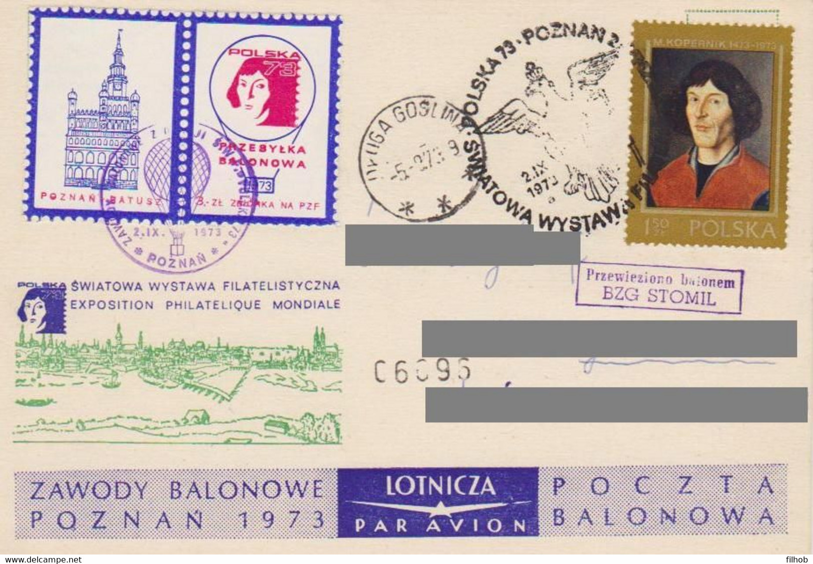 Poland Post - Balloon PBA.1973.poz.sto.A03: Competitions Poznan 73 STOMIL - Ballonpost