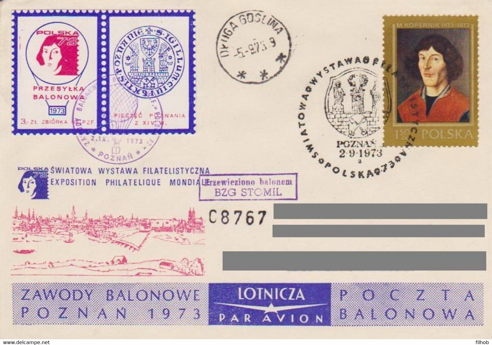 Poland Post - Balloon PBA.1973.poz.sto.B01: Competitions Poznan 73 STOMIL - Ballons