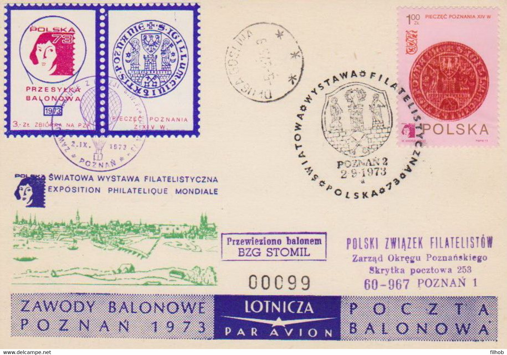Poland Post - Balloon PBA.1973.poz.sto.B.12: Competitions Poznan 73 STOMIL - Palloni