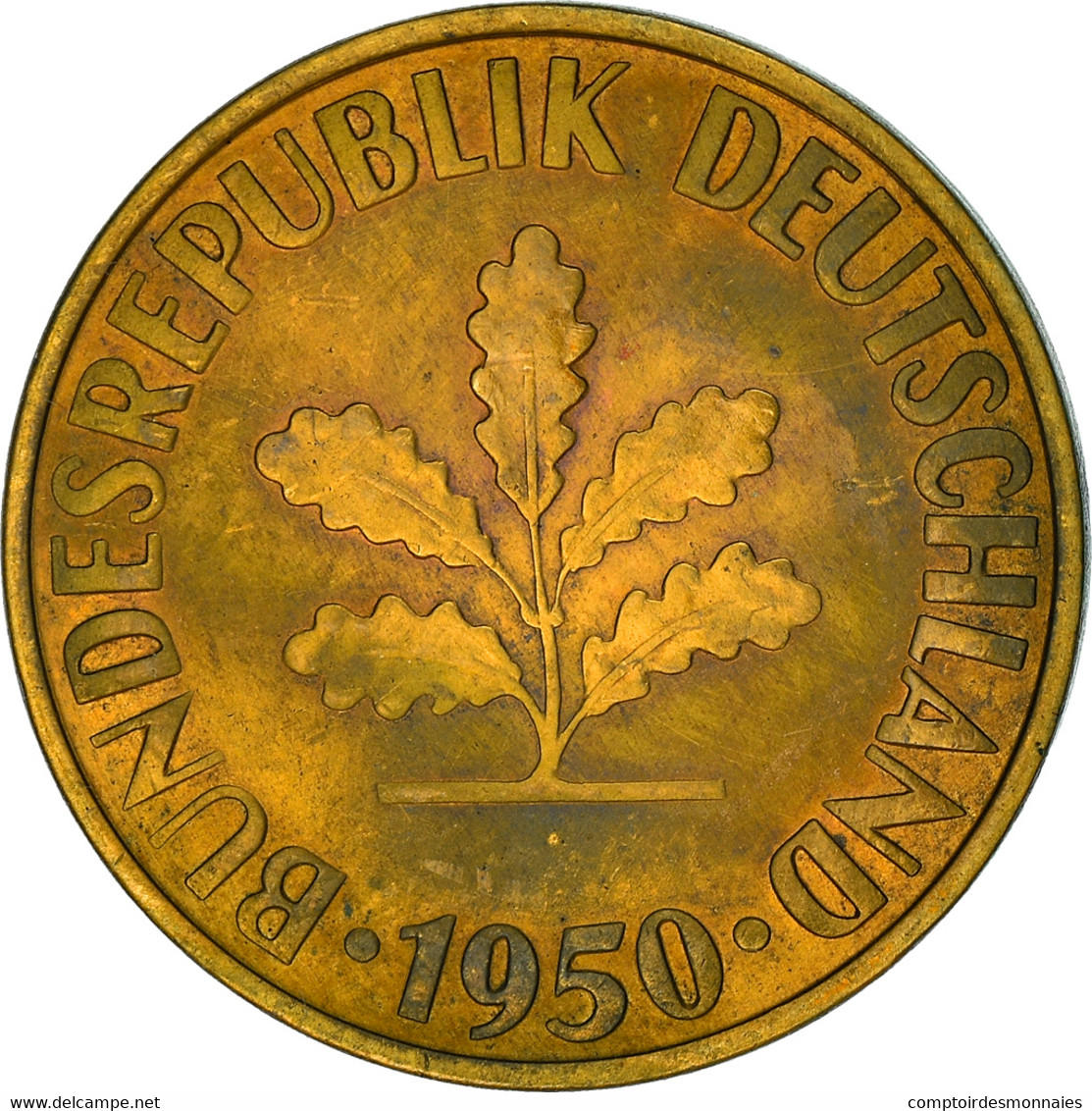 Monnaie, République Fédérale Allemande, 10 Pfennig, 1950, Karlsruhe, TTB+ - 10 Pfennig