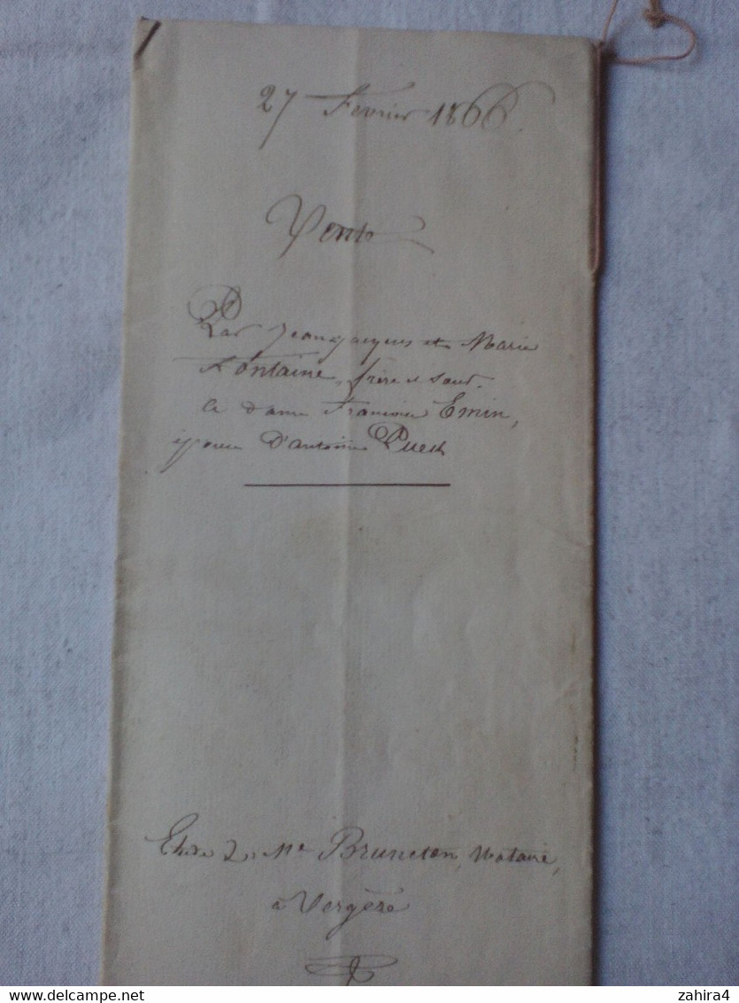 Acte Notarié Vergèze Vauvert Gard Vente Une Vigne Olivette 11 Ares Février 1866 Cachet Royal & Timbre Impérial Aigle A - Manuscripts