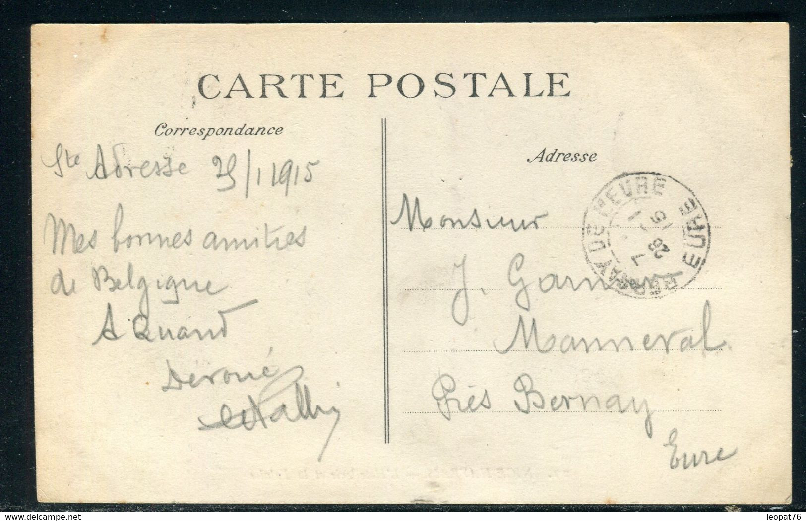 Belgique - Affranchissement Du Havre Sur Carte Postale En 1915 Pour Bernay - Prix Fixe - Ref O 85 - Sonstige & Ohne Zuordnung