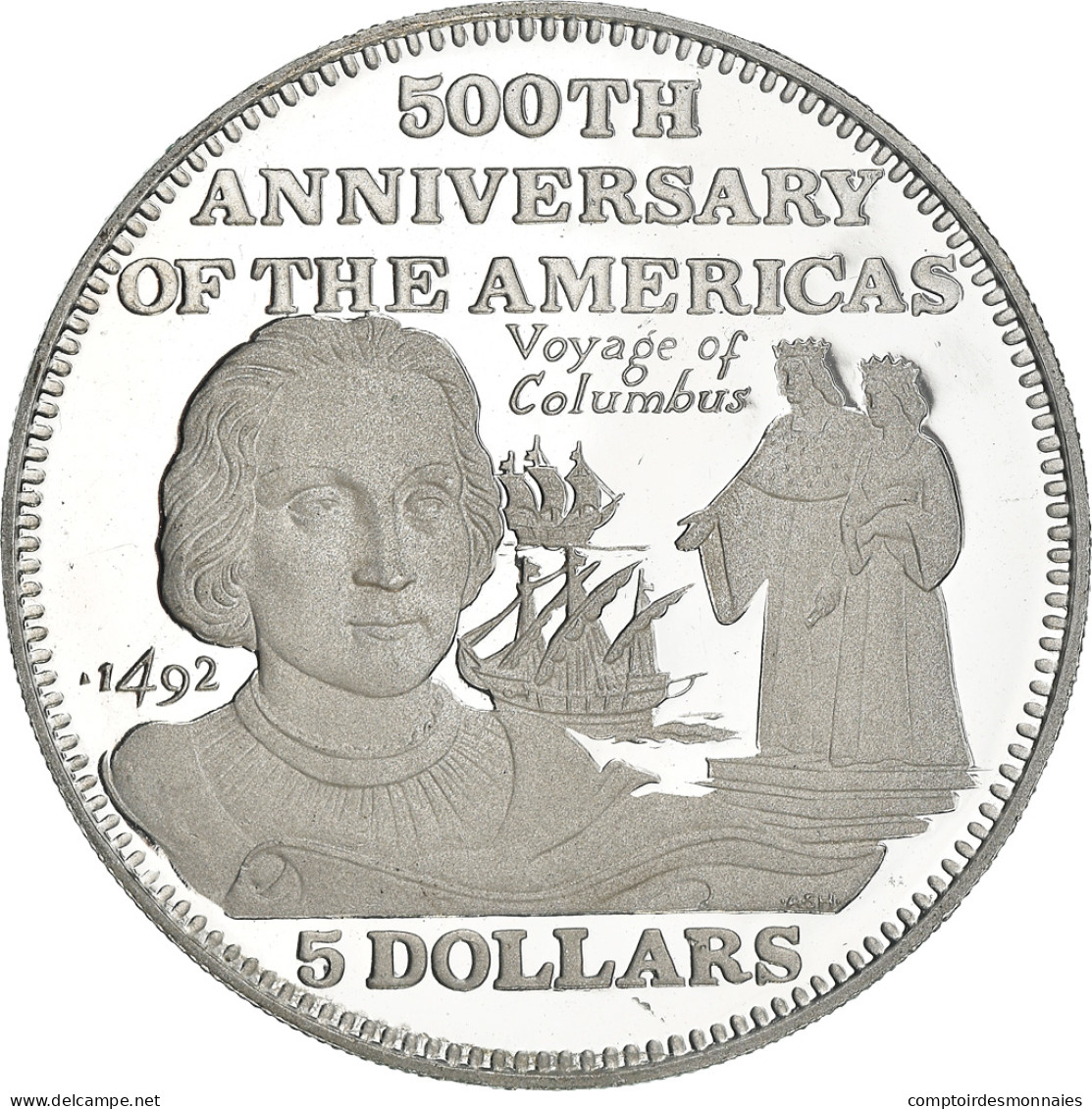 Monnaie, Bahamas, Elizabeth II, 5 Dollars, 1991, Franklin Mint, Proof, FDC - Bahama's