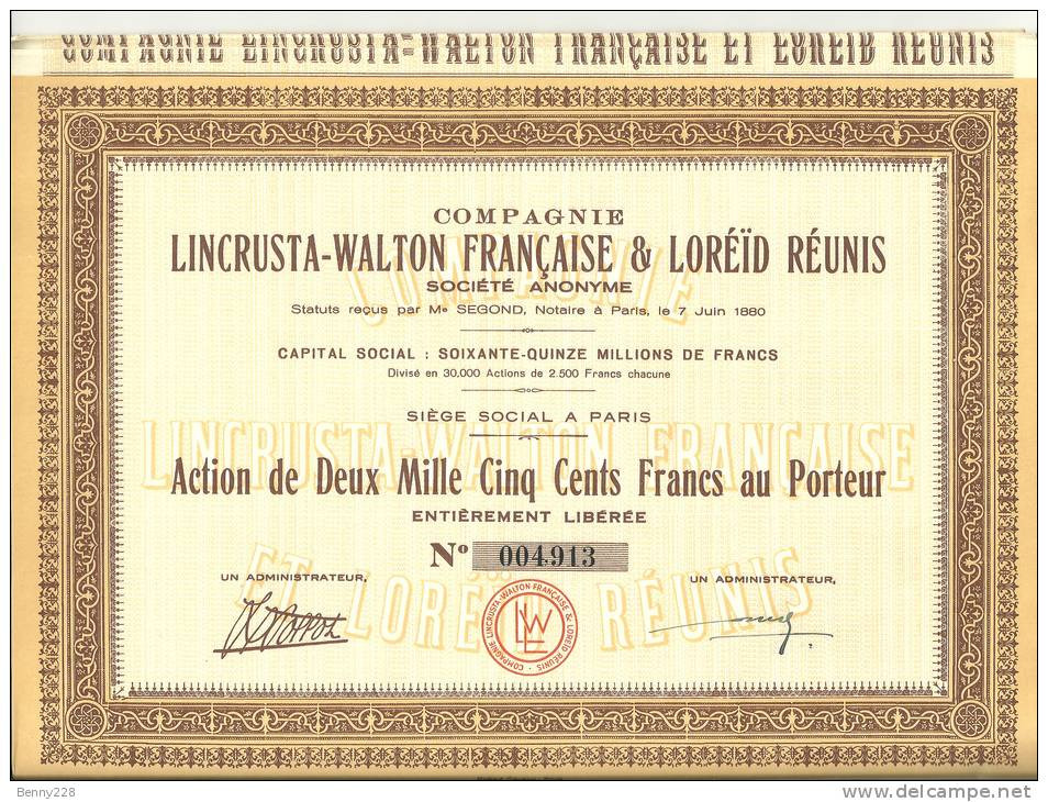 Compagnie Lincrusta-Walton Française Et Loréid Réunis - Textile