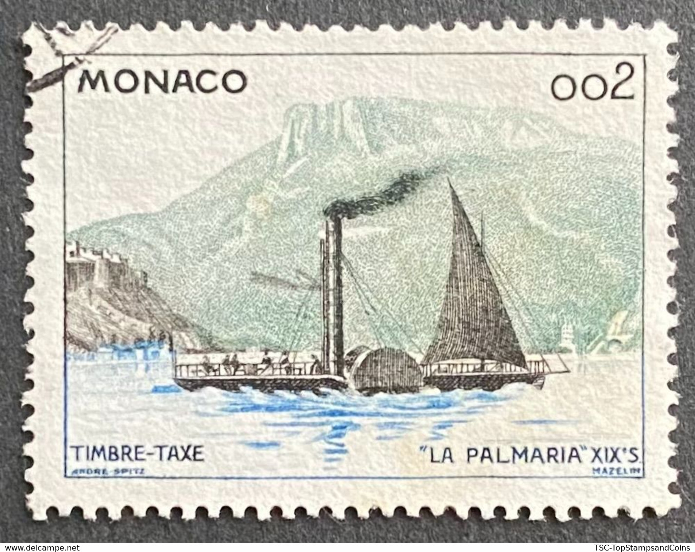 MCOT057U - Tax Stamps - Mail Delivery - 0.02 F Used Tax Stamp - Monaco - 1960 - Fiscale Zegels