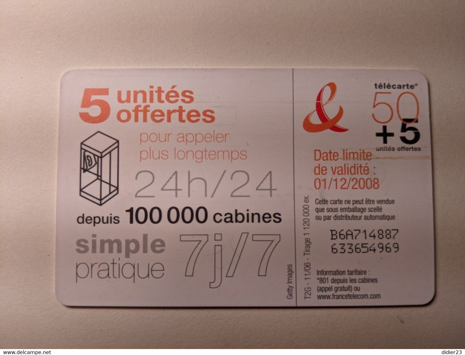 TELECARTE FRANCE TELECOM  50 +5 - Opérateurs Télécom