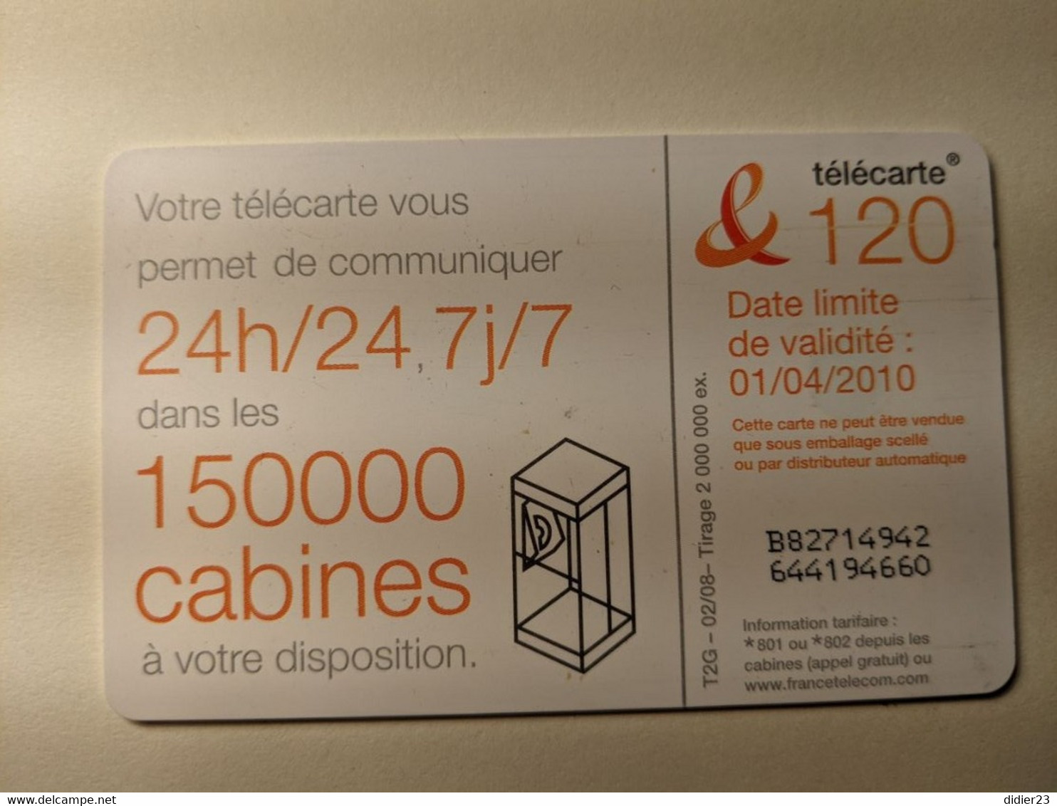 TELECARTE FRANCE TELECOM  120 - Opérateurs Télécom