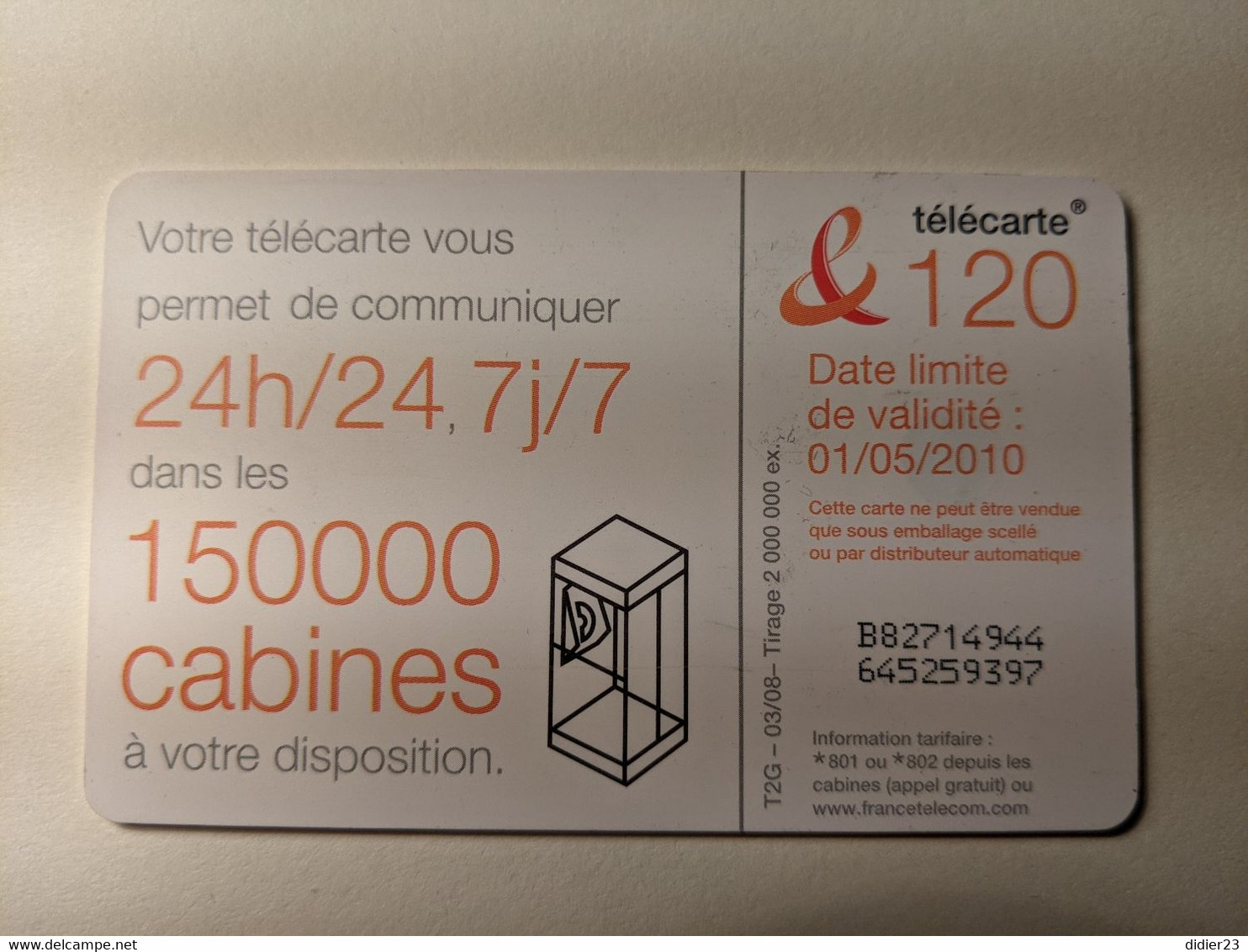 TELECARTE FRANCE TELECOM  120 - Opérateurs Télécom