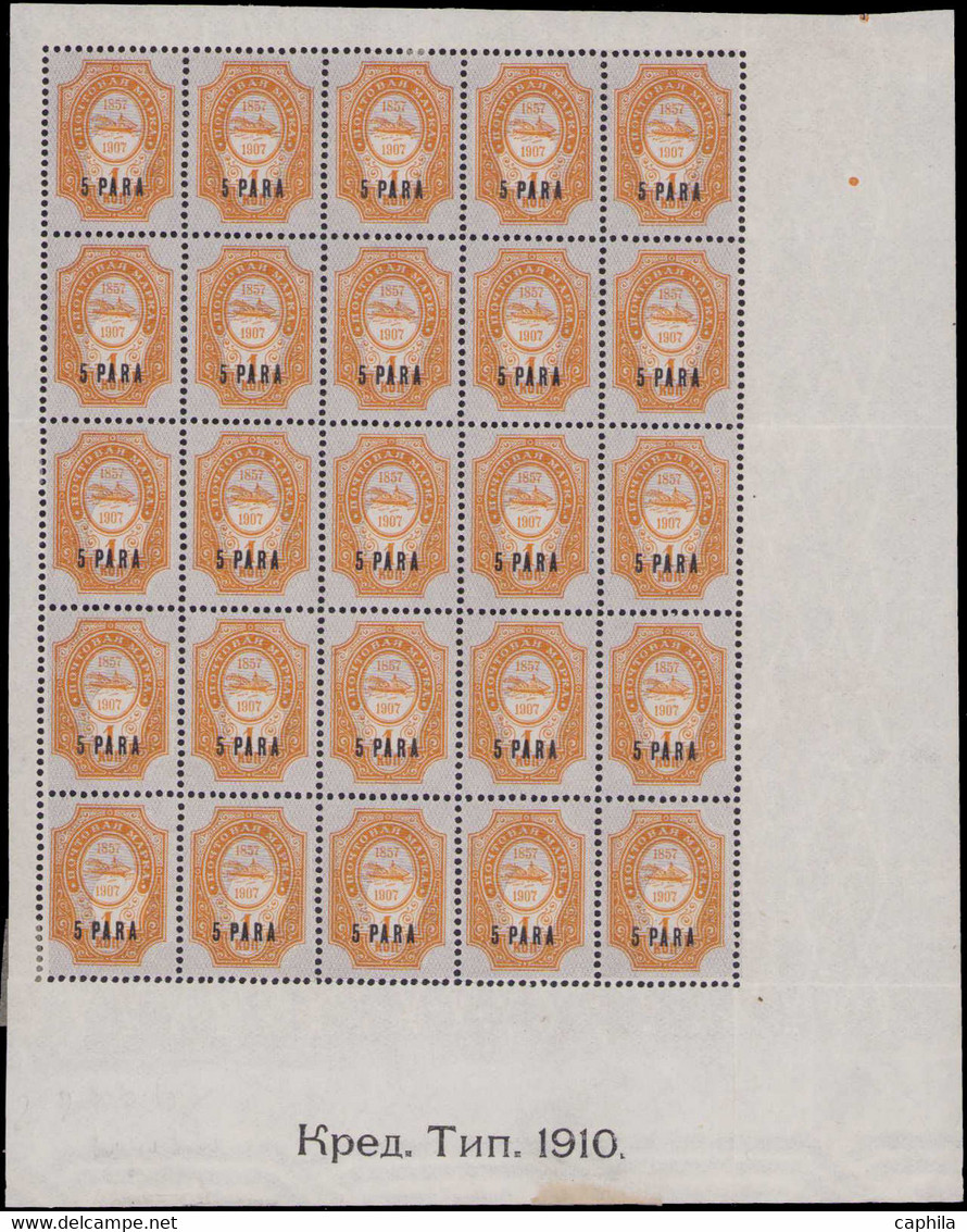 ** LEVANT RUSSE - Poste - 36 A, Impression Du Fond Renversé, Panneau Complet De 25, Avec Date '1910' (il N'est Connu Que - Turkish Empire