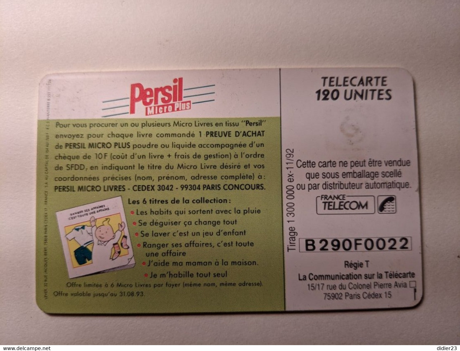 TELECARTE FRANCE TELECOM  120 LESSIVE PERSIL - Alimentation