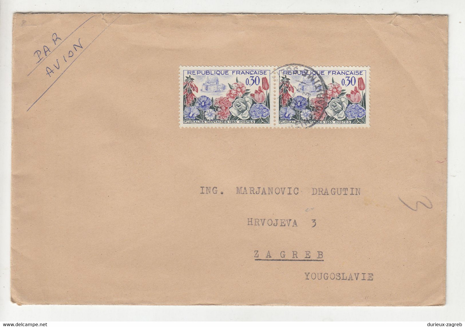 France Letter Cover Posted 1963 To Yugoslavia B211015 - Briefe U. Dokumente