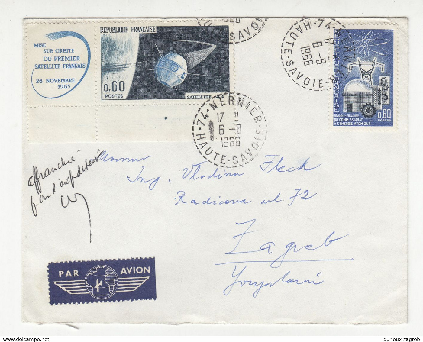 France Letter Cover Posted Air Mail 1966 To Yugoslavia B211015 - Briefe U. Dokumente