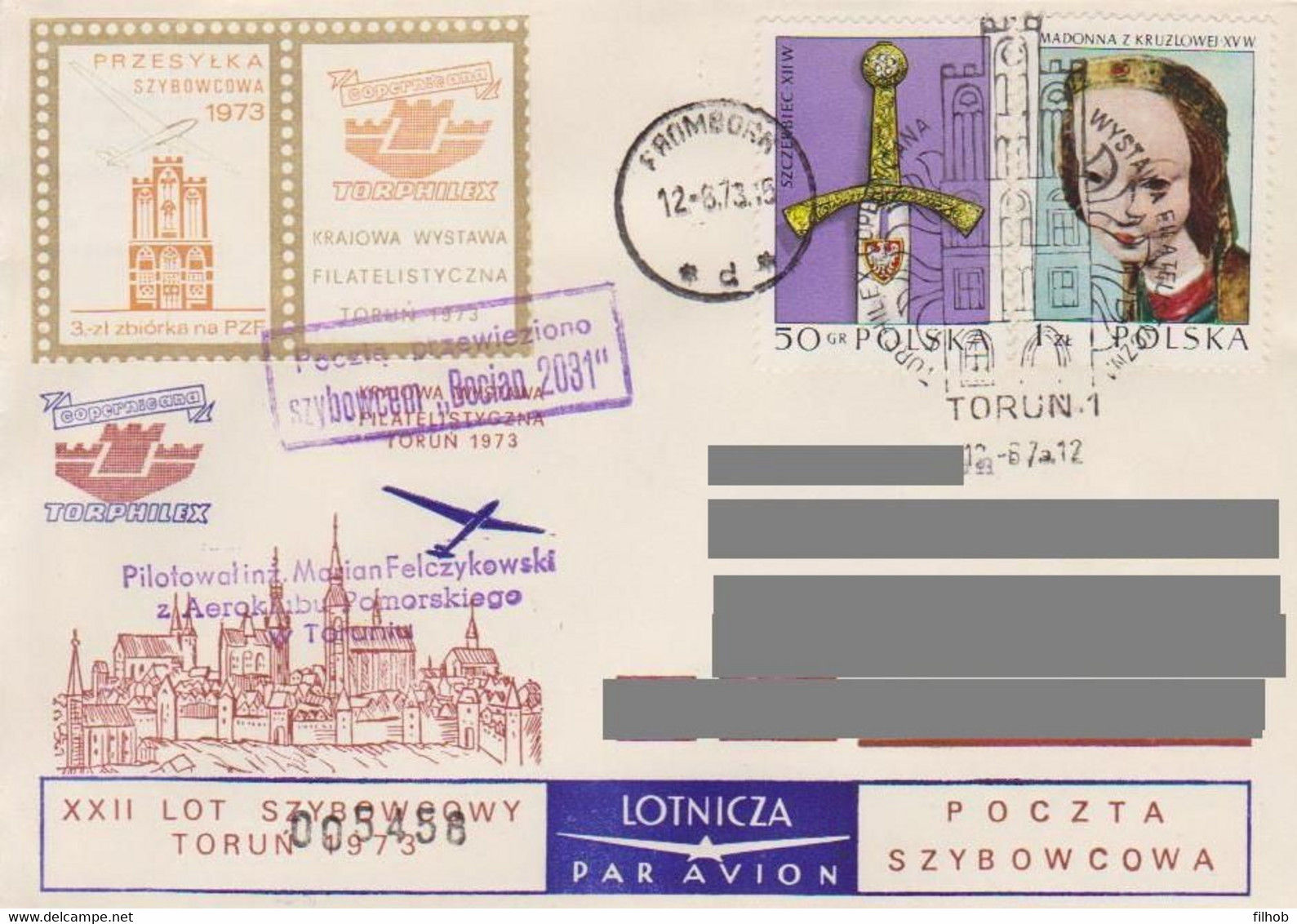 Poland Post - Glider PSZ.1973.tor.D02: Torun Copernicana BOCIAN - Alianti