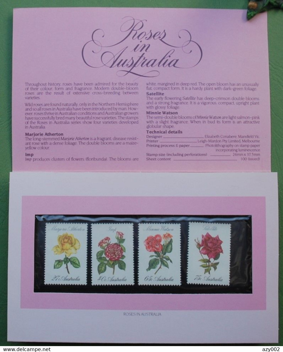 AUSTRALIE 4 Timbres Neufs** Thème :FLEURS :  "ROSES D'Australie" Dans Pochette De Présentation - Fogli Completi