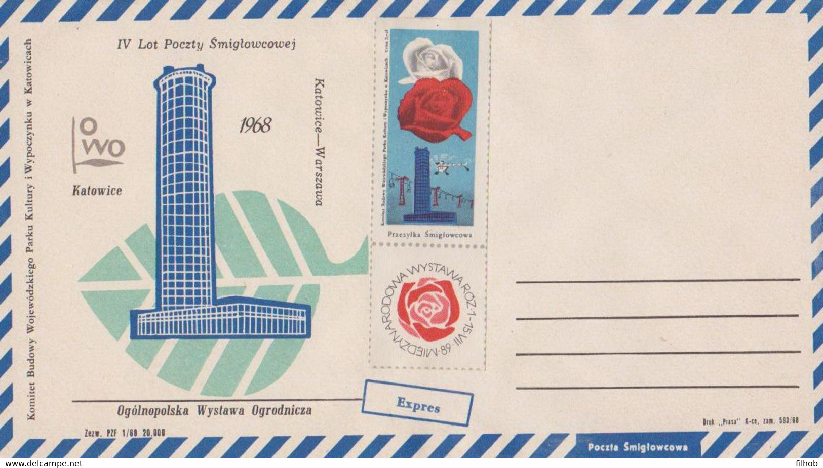 Poland Post - Helicopter PŚM.1968.kop.A.A: Katowice Horticultural Exhibition (envelope) - Vliegtuigen