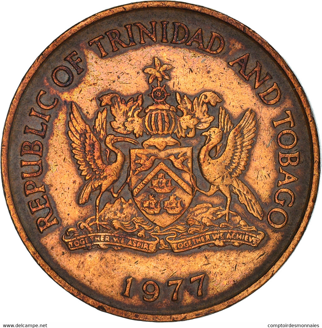 Monnaie, TRINIDAD & TOBAGO, 5 Cents, 1977, TTB, Bronze, KM:30 - Trinité & Tobago