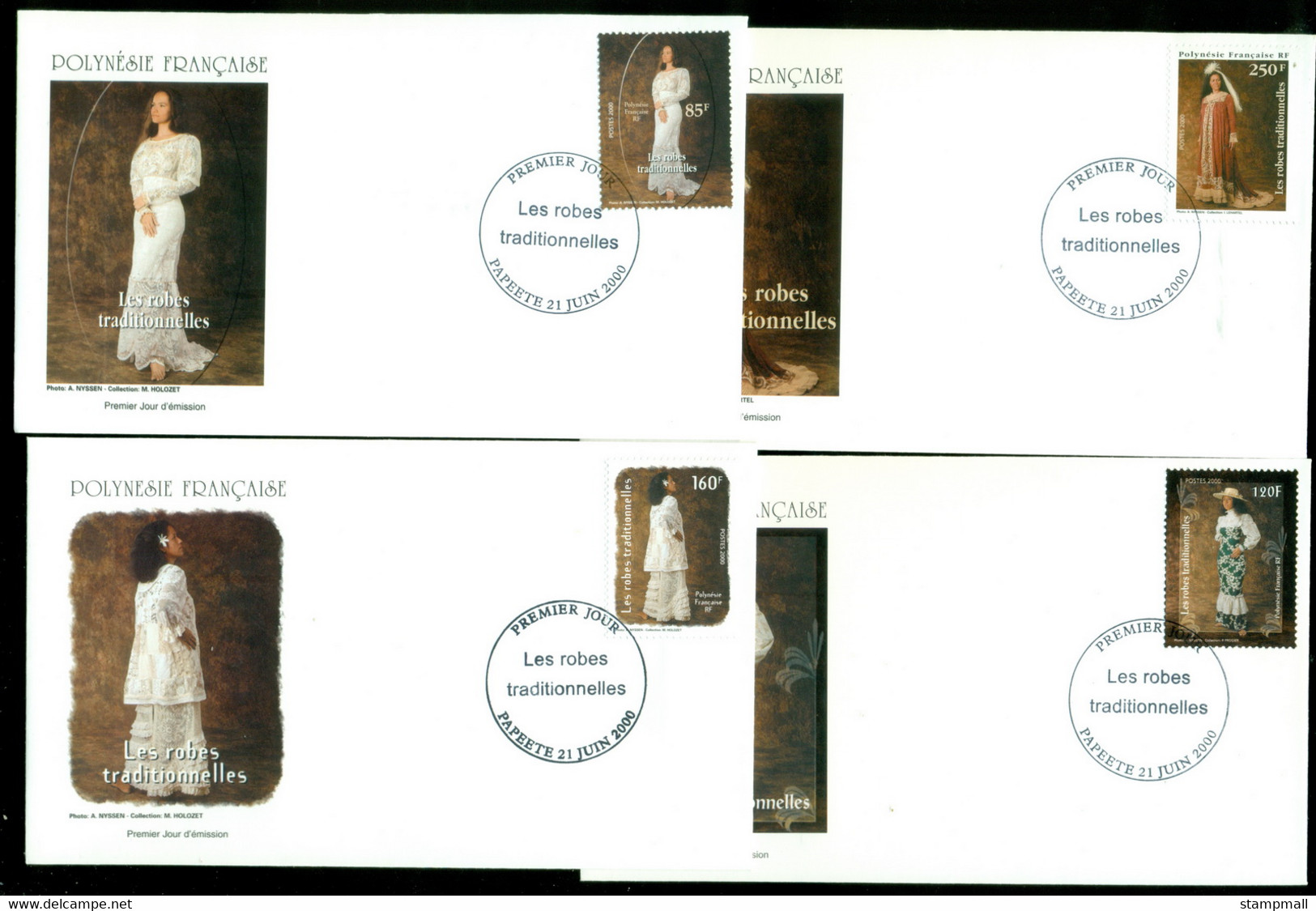 French Polynesia 2000 Traditional Dresses 4xFDC - Lettres & Documents