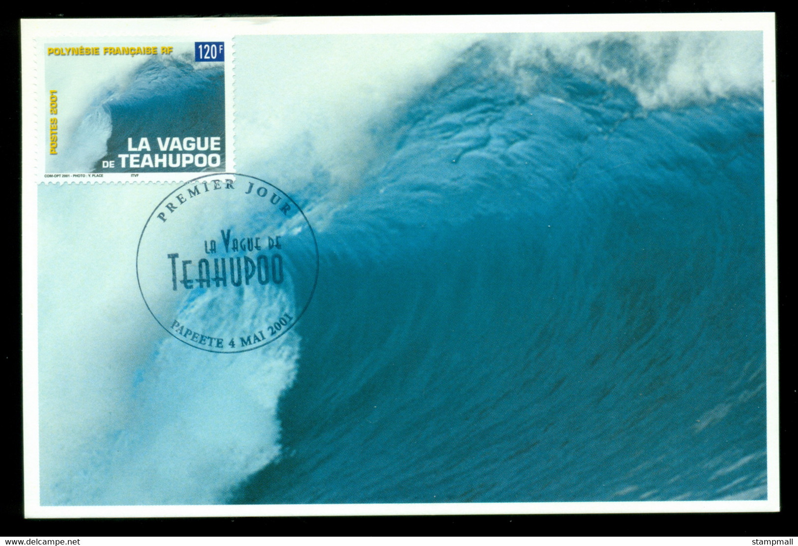 French Polynesia 2001 Surfing Waves Of Teahupoo Maxicard - Cartas & Documentos
