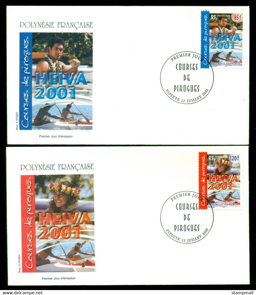 French Polynesia 2001 Pirogue Racing 2xFDC - Lettres & Documents