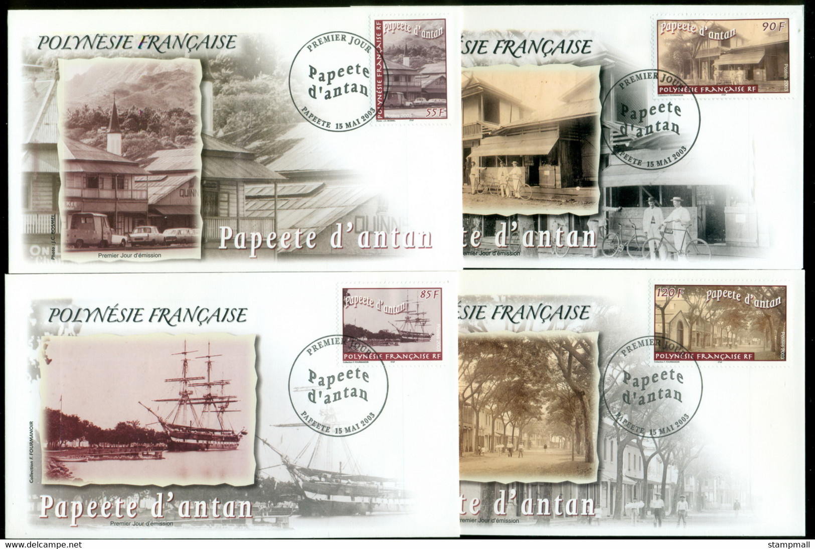 French Polynesia 2003 Old Papeete Views 4xFDC - Brieven En Documenten
