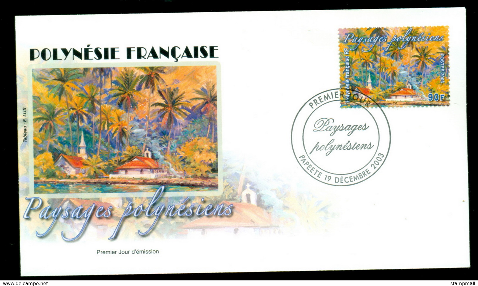 French Polynesia 2003 Buildings & Palm Trees View FDC - Lettres & Documents