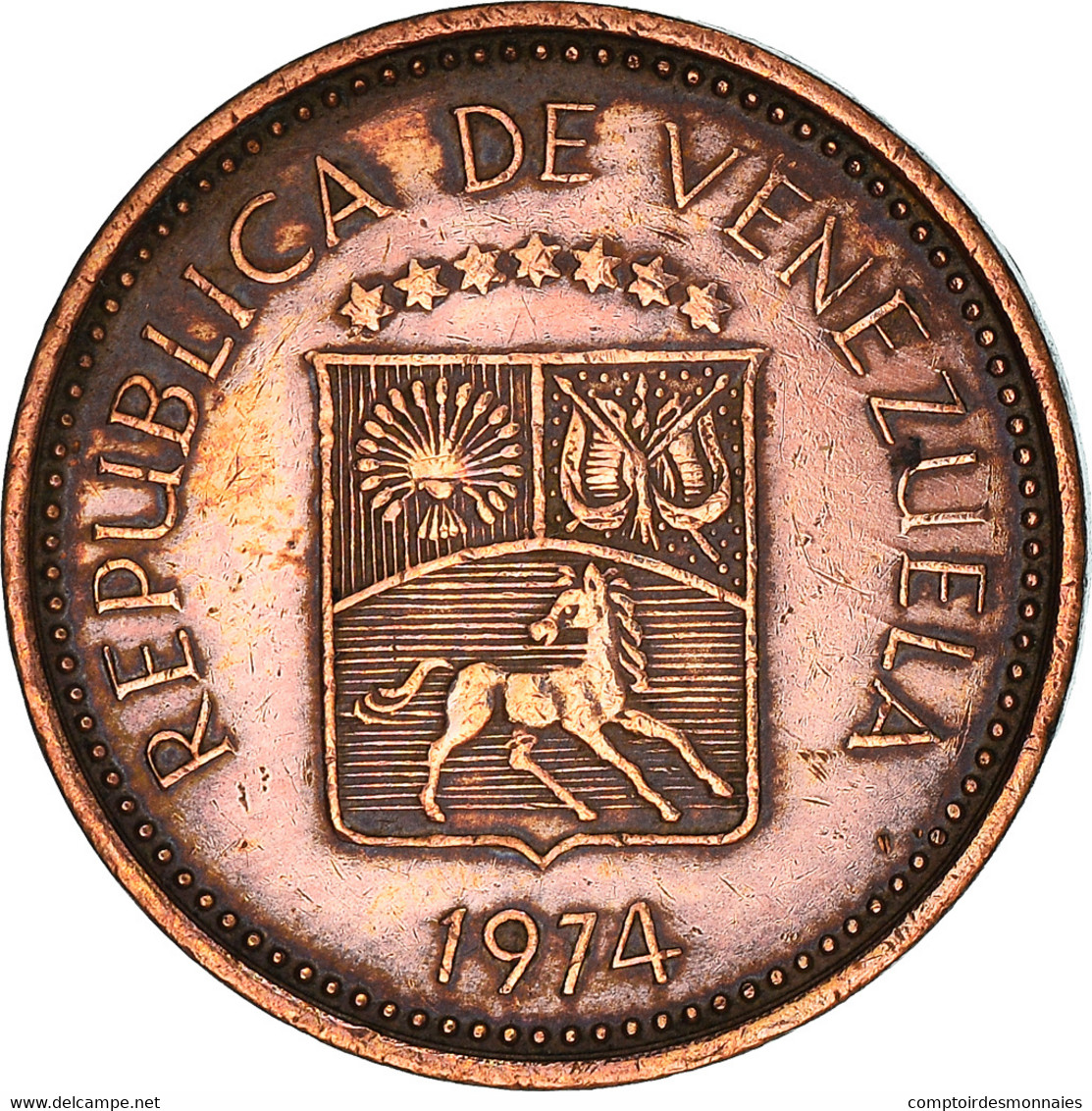 Monnaie, Venezuela, 5 Centimos, 1974, TB+, Copper Clad Steel, KM:49 - Venezuela