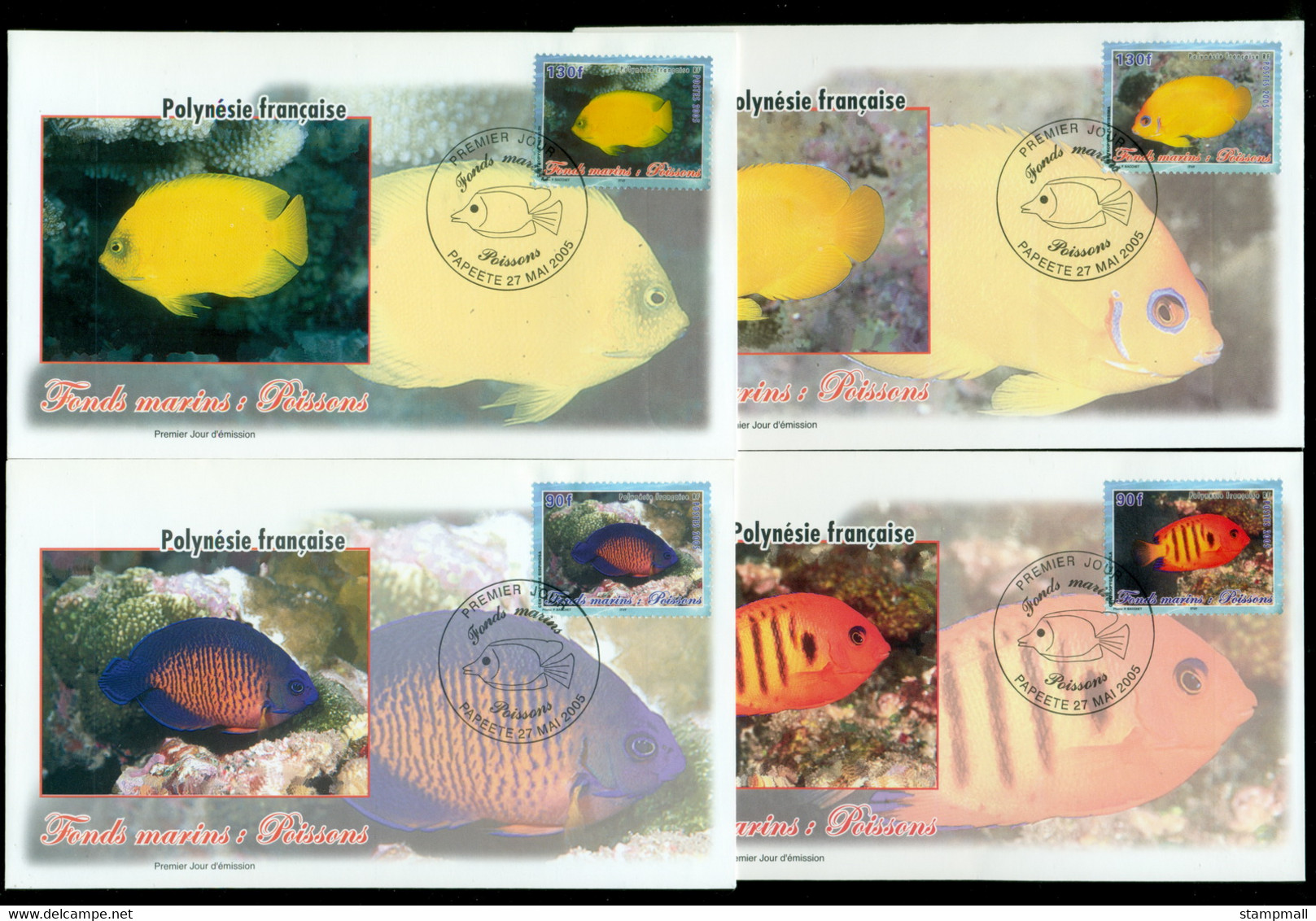 French Polynesia 2005 Marine Life, Fish 4xFDC - Lettres & Documents