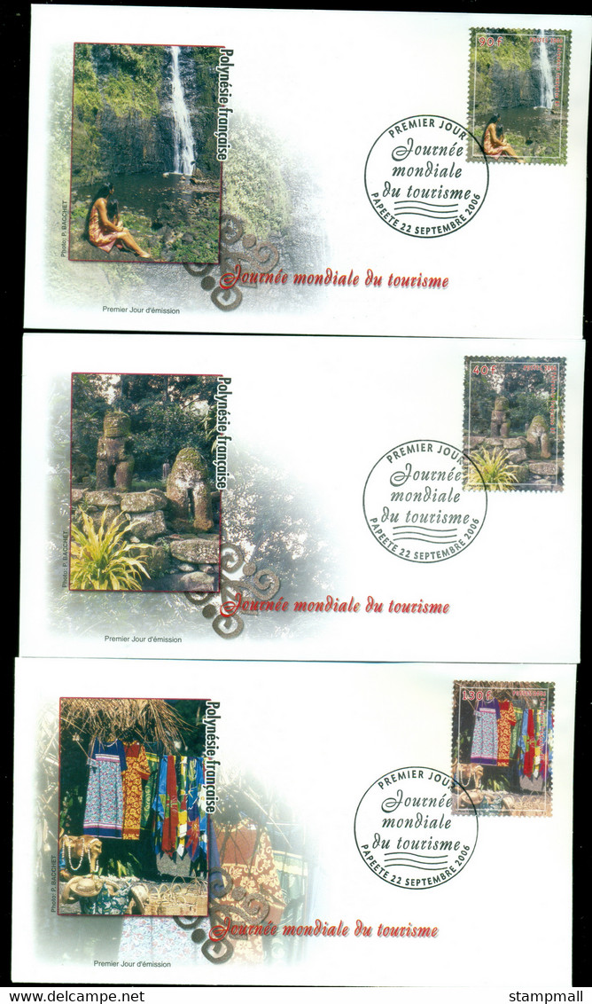 French Polynesia 2006 World Tourism Day 3xFDC - Cartas & Documentos