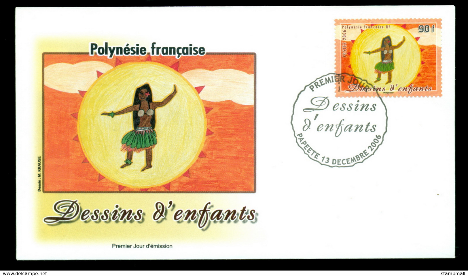 French Polynesia 2006 Xmas, Children's Drawings FDC - Lettres & Documents