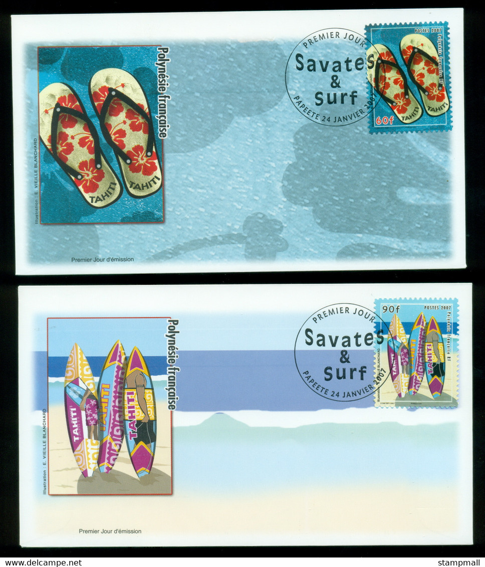 French Polynesia 2007 Beach Gear 2xFDC - Lettres & Documents