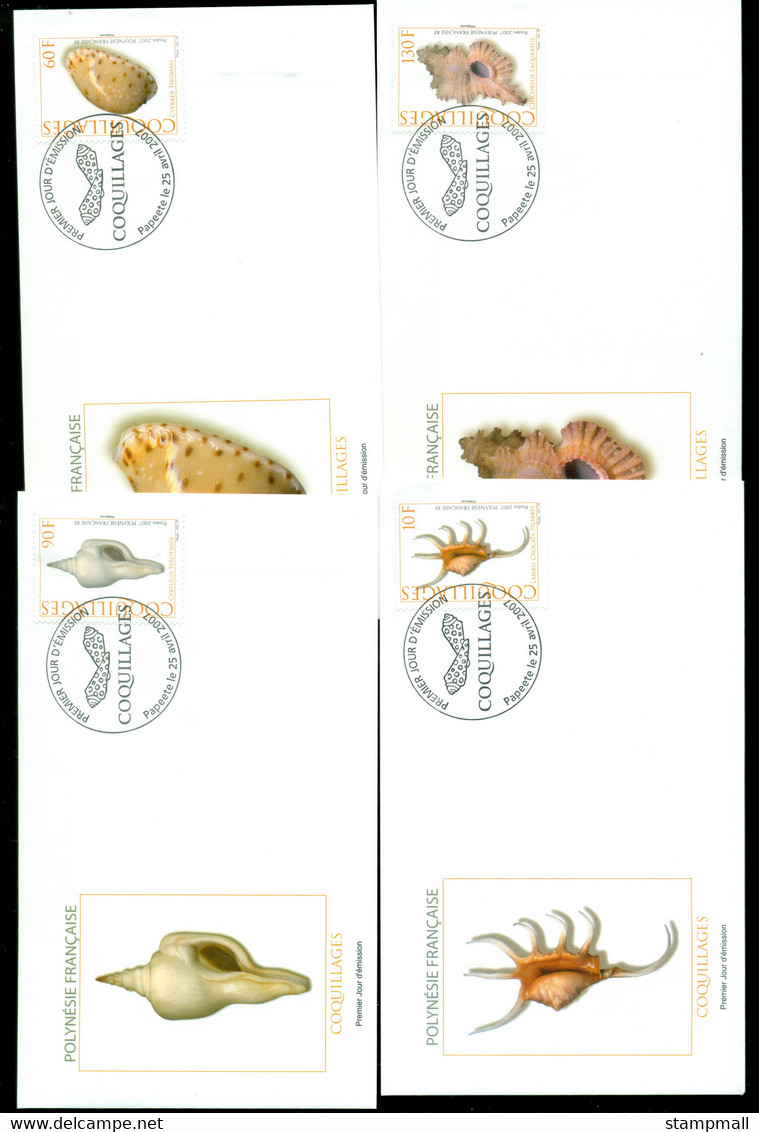 French Polynesia 2007 Marine Life, Sea Shells 4x FDC - Lettres & Documents