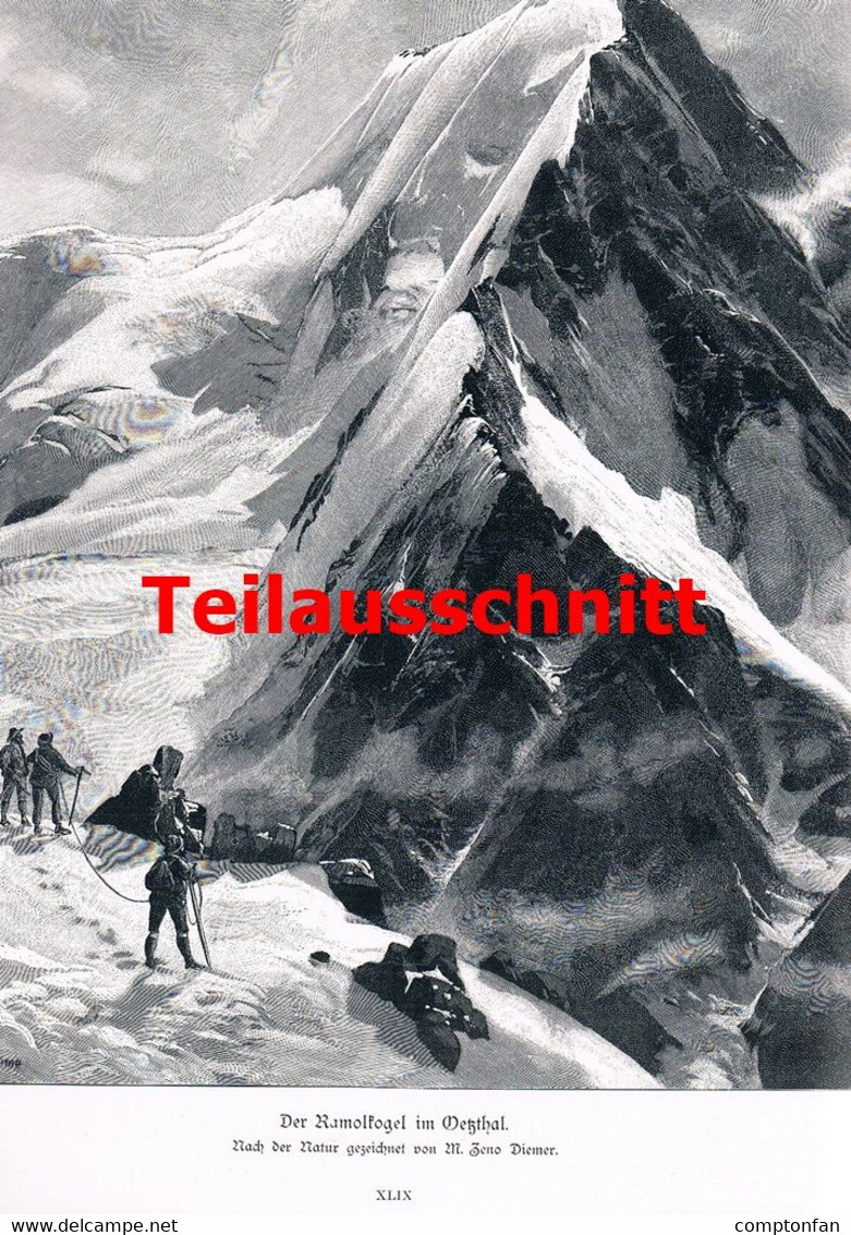 D101 122 Zeno Diemer: Ramolkogel Ötztaler Riesenbild 28 X 40 Cm Druck 1899!! - Andere & Zonder Classificatie