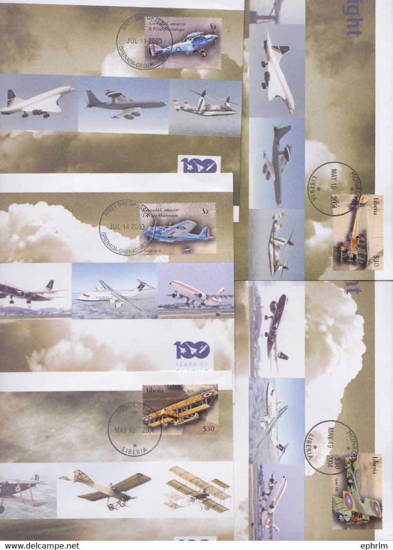 LIBERIA MONROVIA FDC PICTORIAL FIRST DAY COVER 2004 AVIATION AVION LOT DE 5 ENVELOPPES PREMIER JOUR TTB - Vliegtuigen