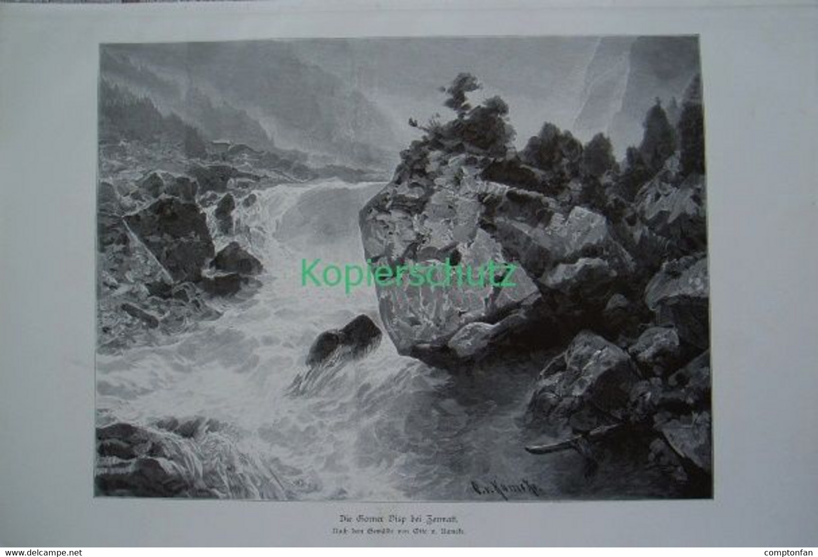 D101 168 Kameke: Gorner Visp Zermatt Riesenbild 40x28 Cm Druck 1899!! - Altri & Non Classificati