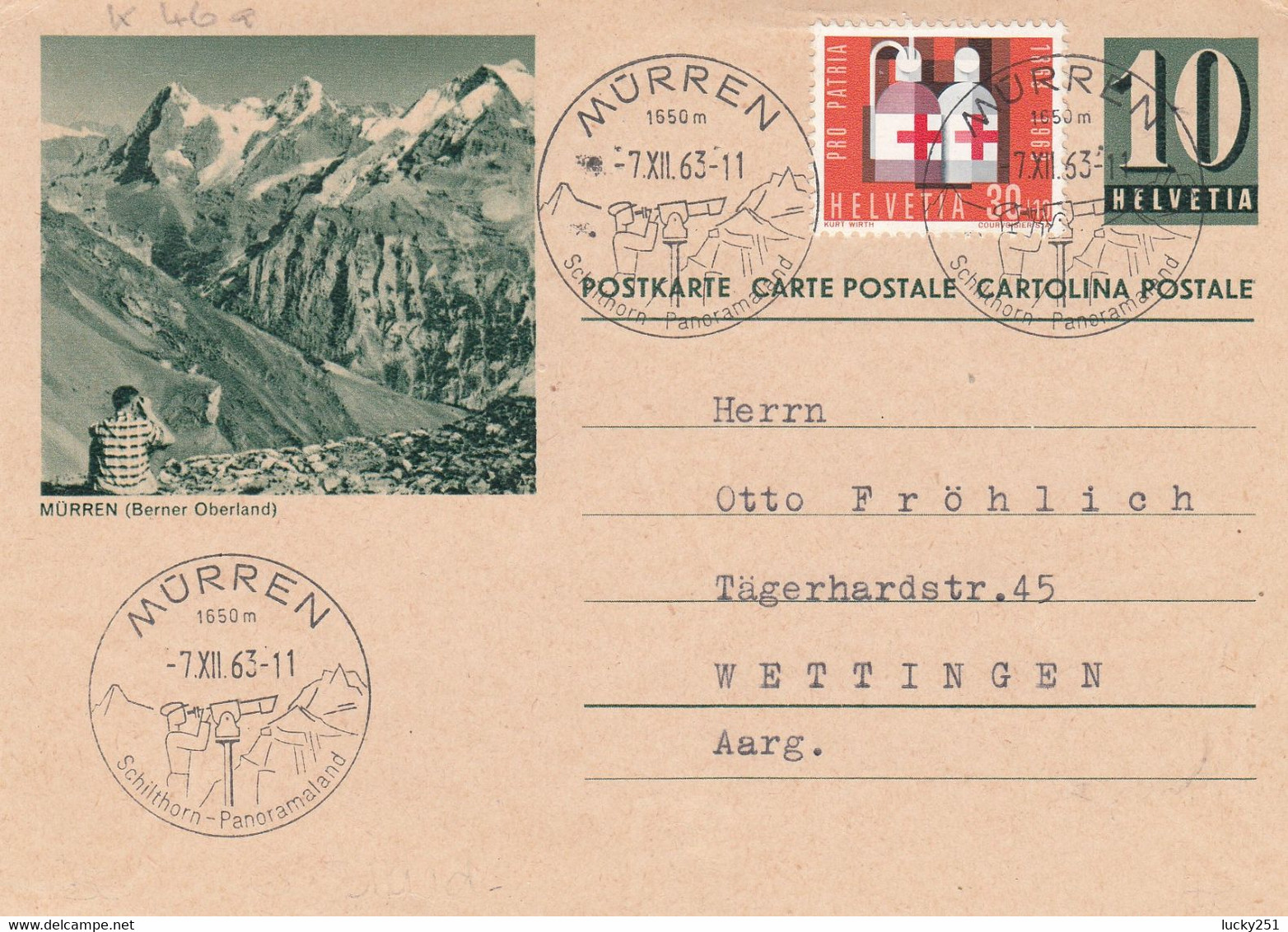 Suisse - Entiers Postaux - Carte Illustrée Mürren - De Mürren à Wettigen - 07/012/63 - Illustr Et Oblit. Idem - Stamped Stationery